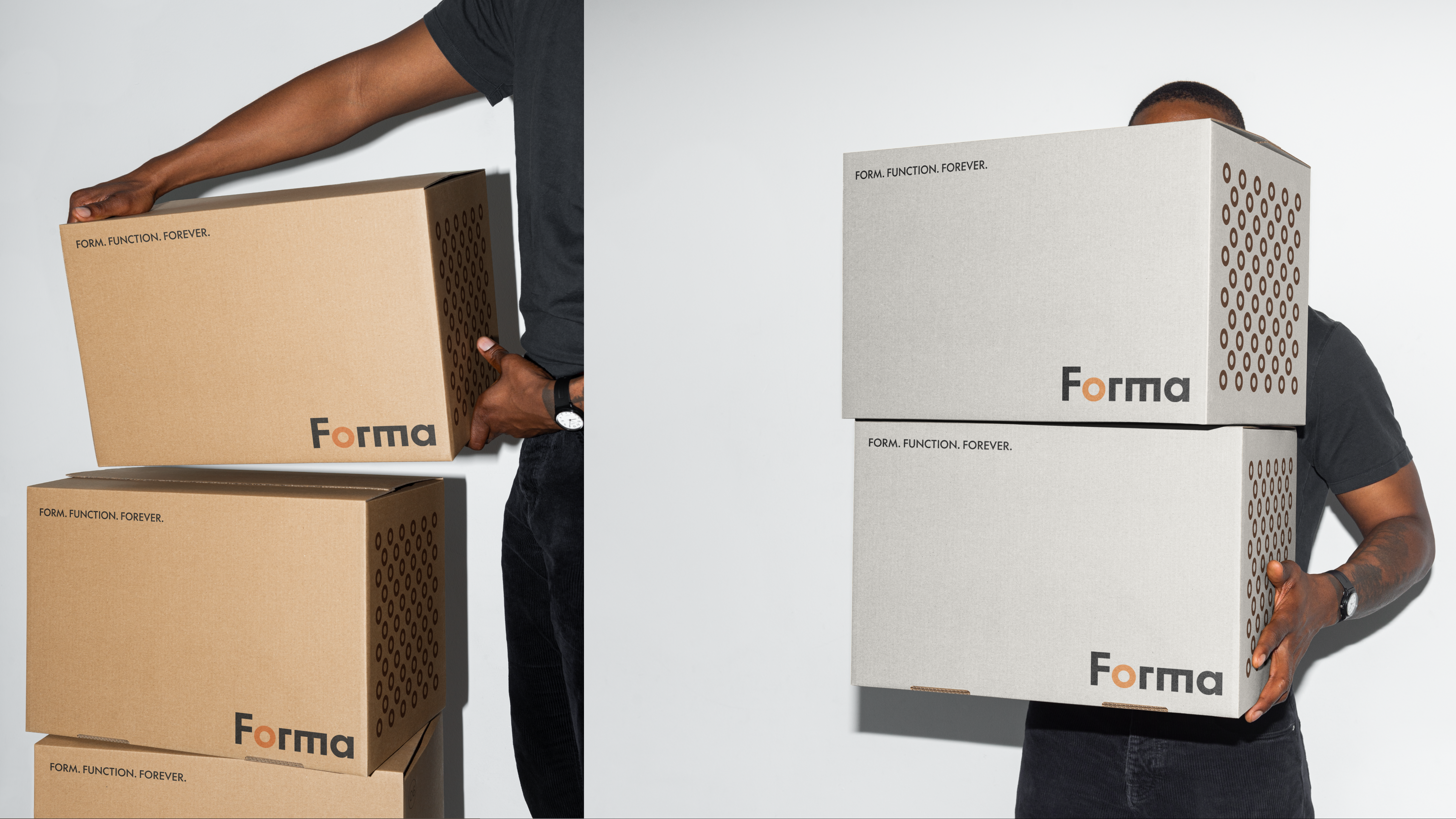 Forma stacked packaging boxes