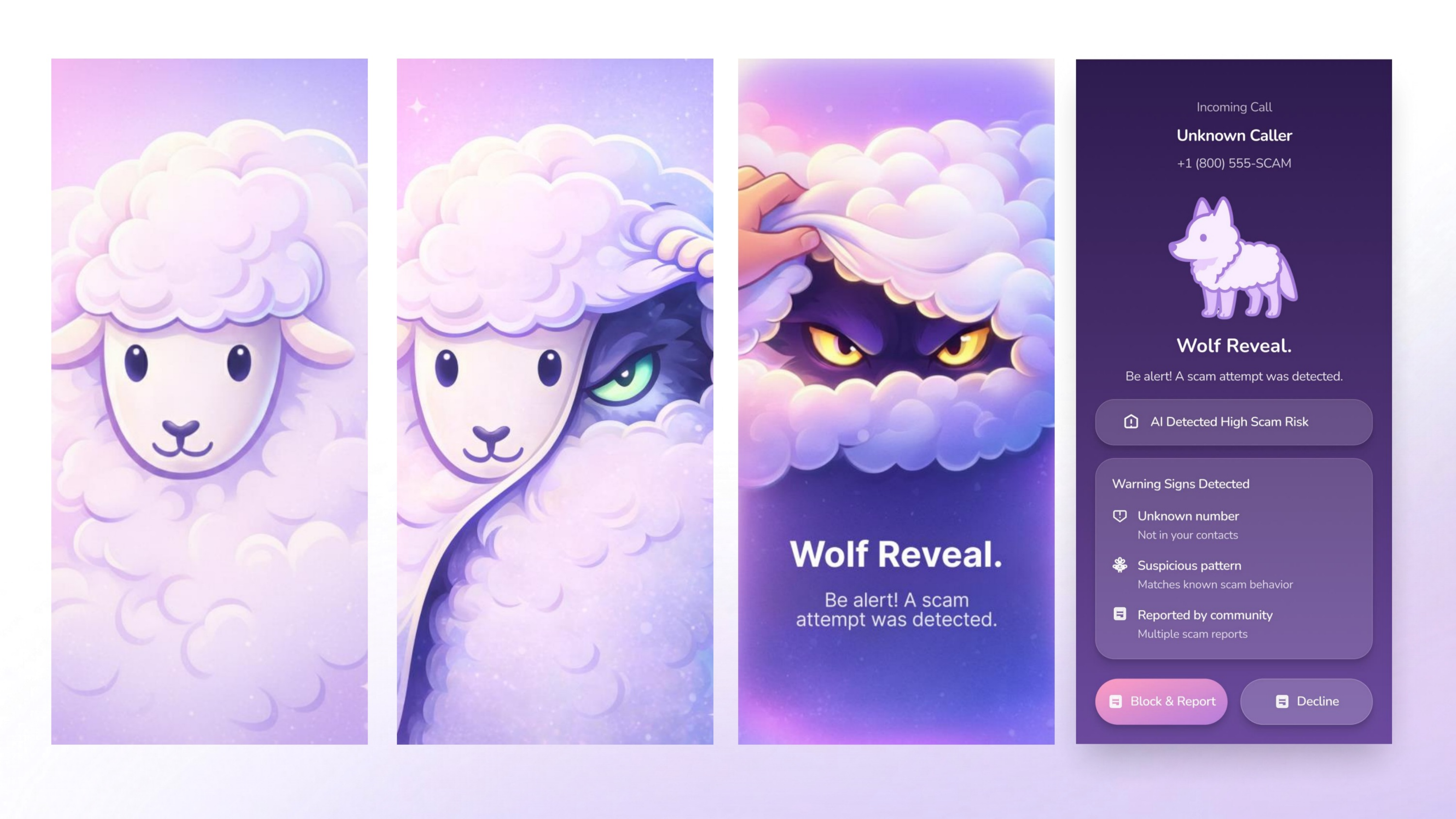 SheepGuard wolf reveal warning interaction